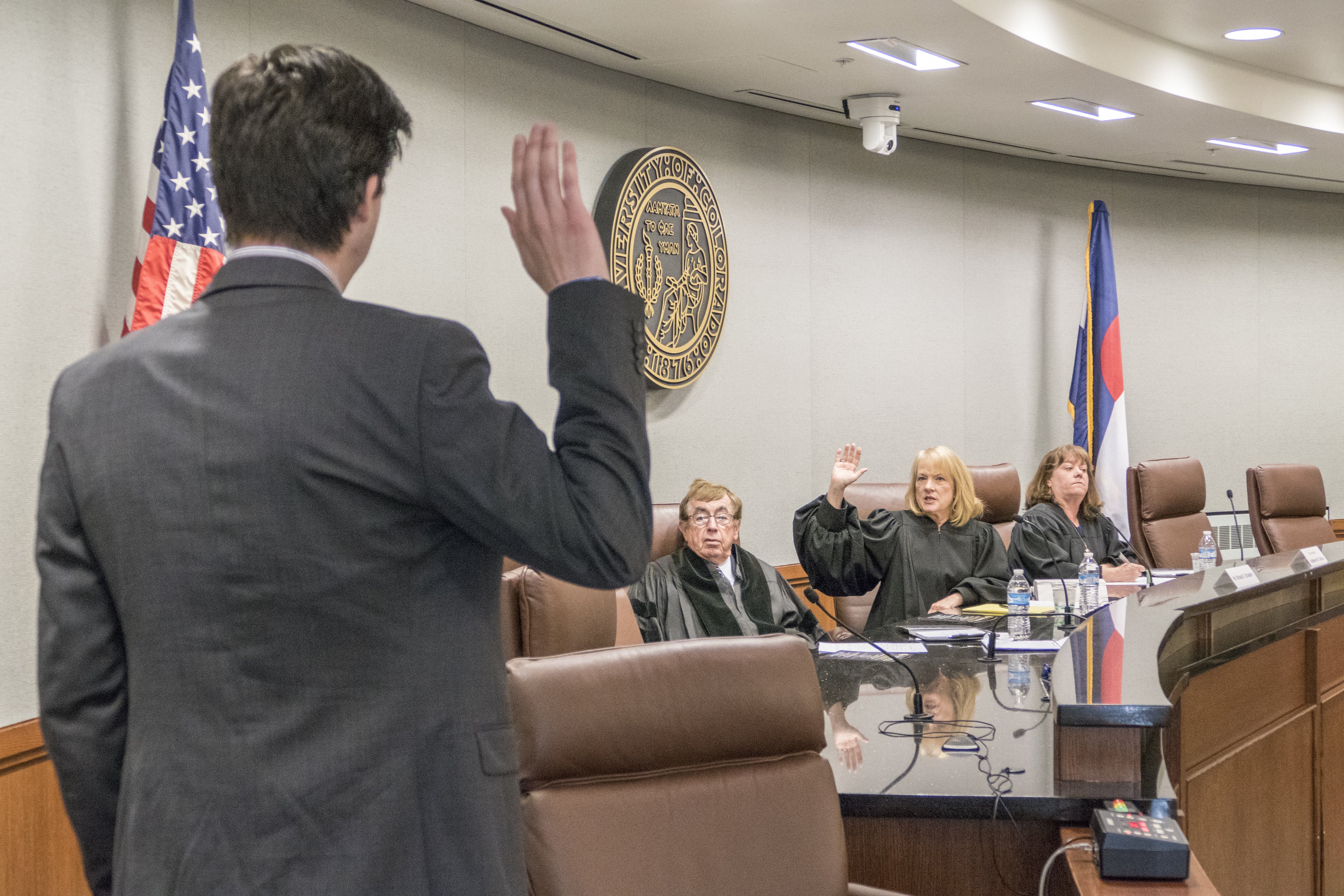 A participant is sworn in for the Carrigan Cup Trial Competition