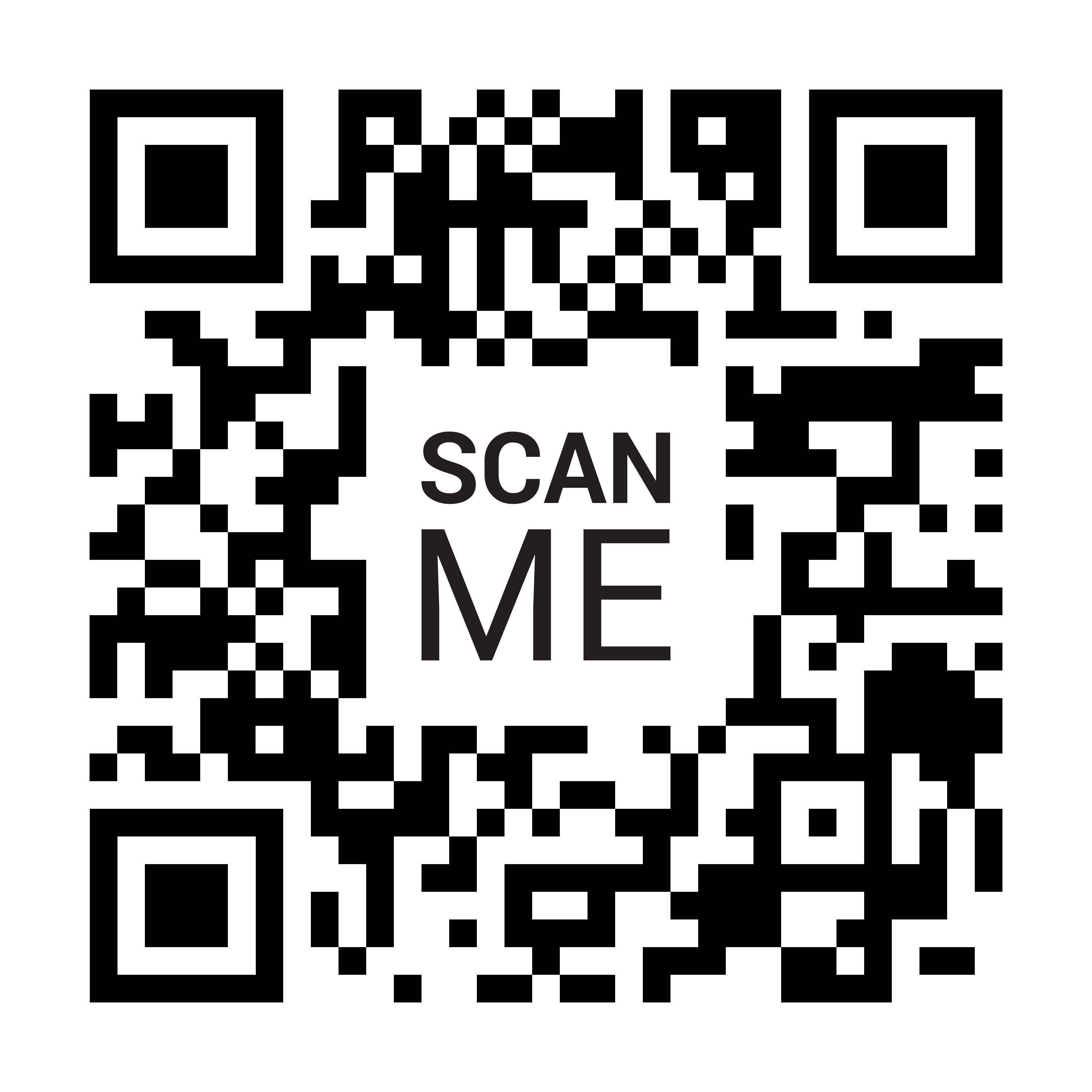 QR code that says 'scan me'