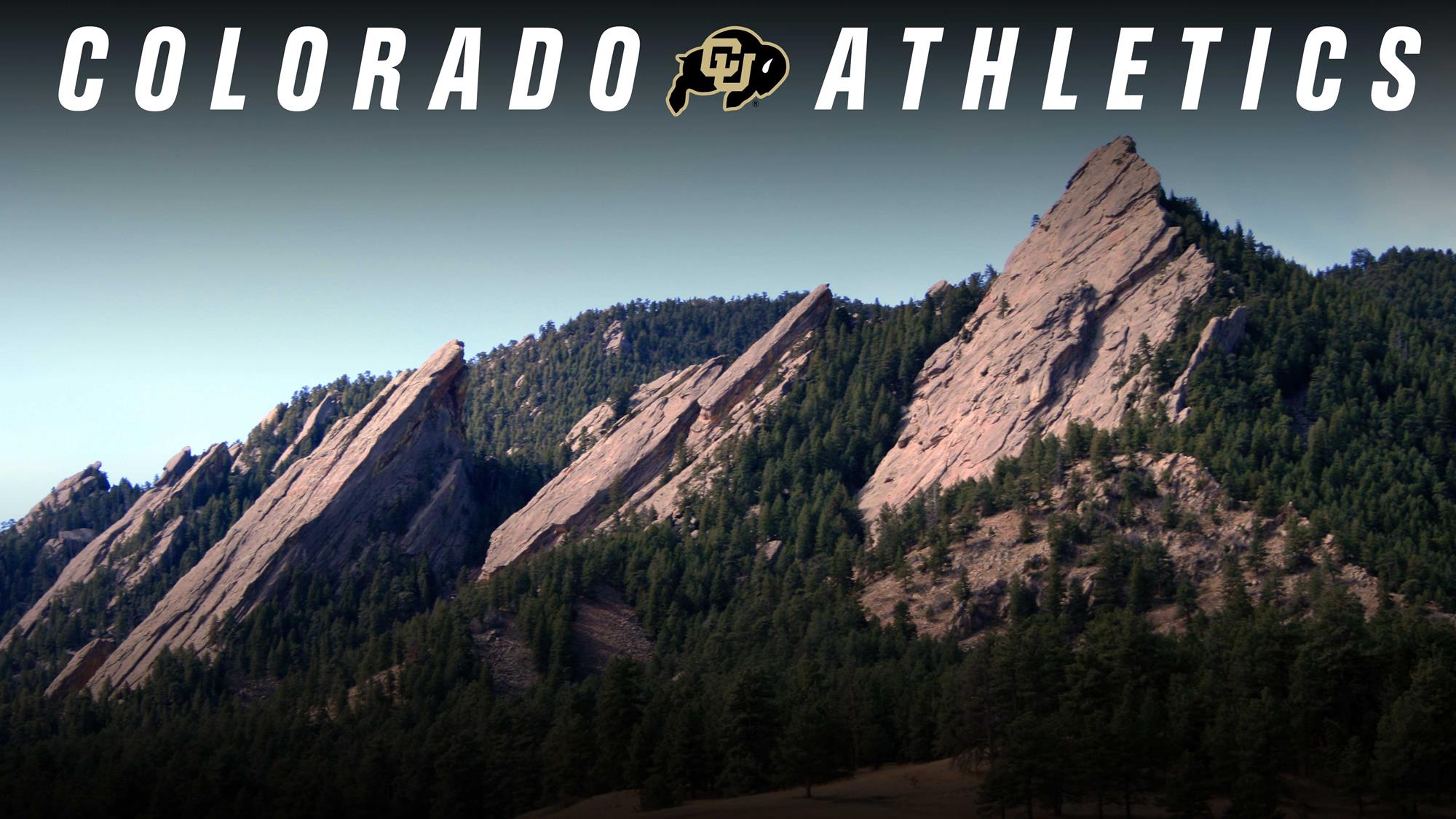 Colorado Athletics logo and the Flatirons