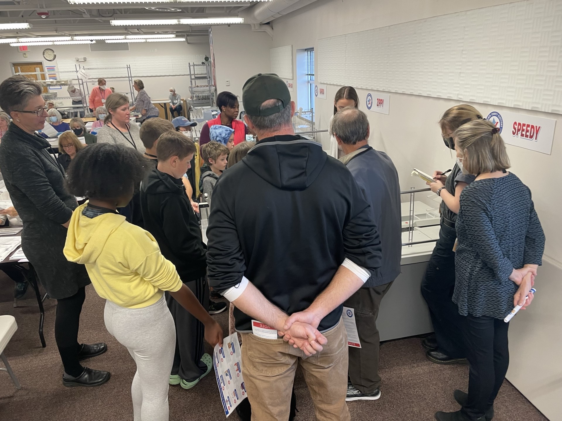 People on an election facility tour