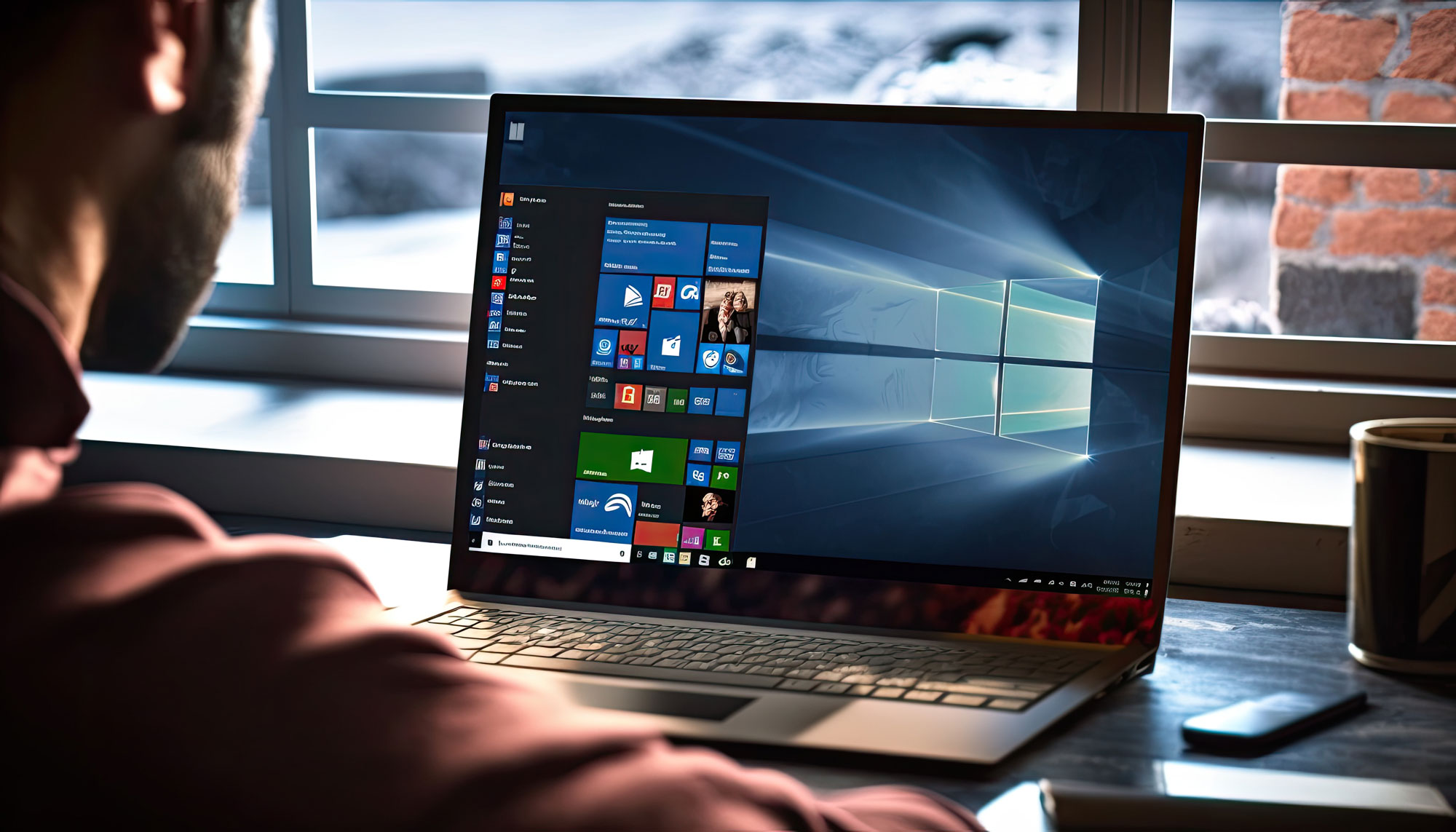 person on a Windows laptop