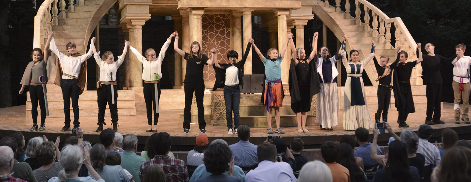 Camp Shakespeare performers on stage