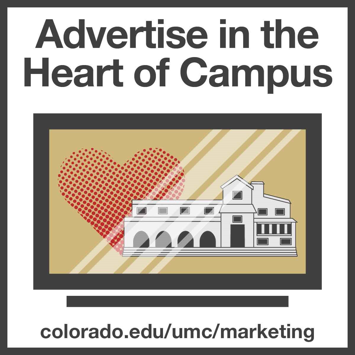 Advertise in the Heart of Campus; illustration of UMC digital sign