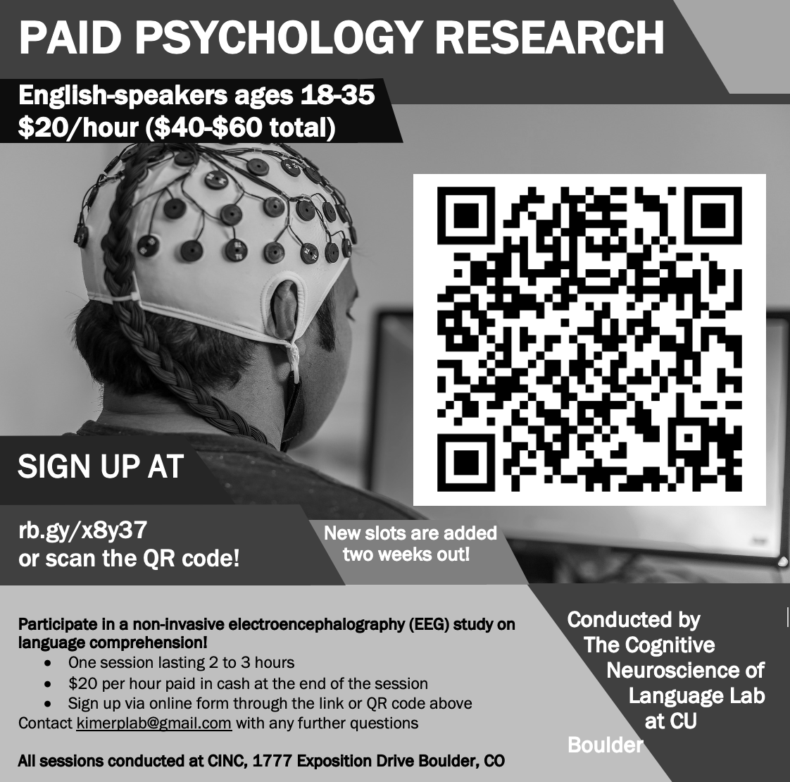 Paid psychology research with QR code