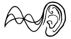 Illustration of sound waves entering the ear