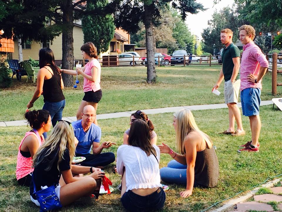 Students at Wesley Fellowship BBQ