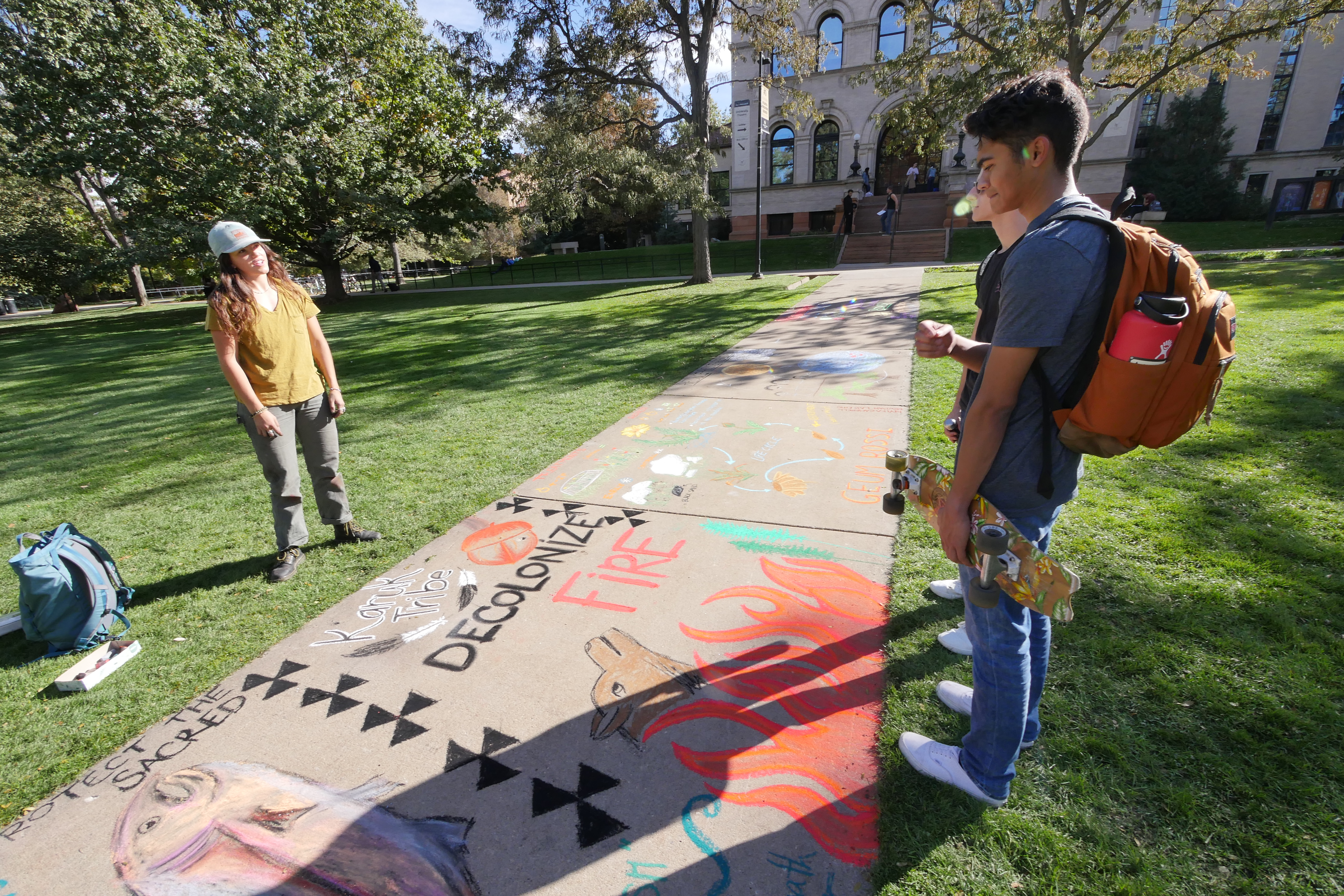 Sidewalk art on campus