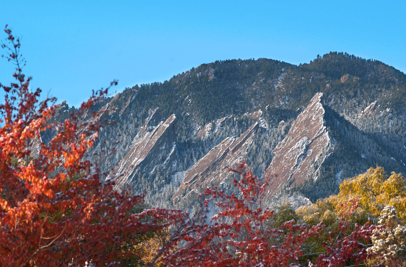 Photo of the Flatirons during fall