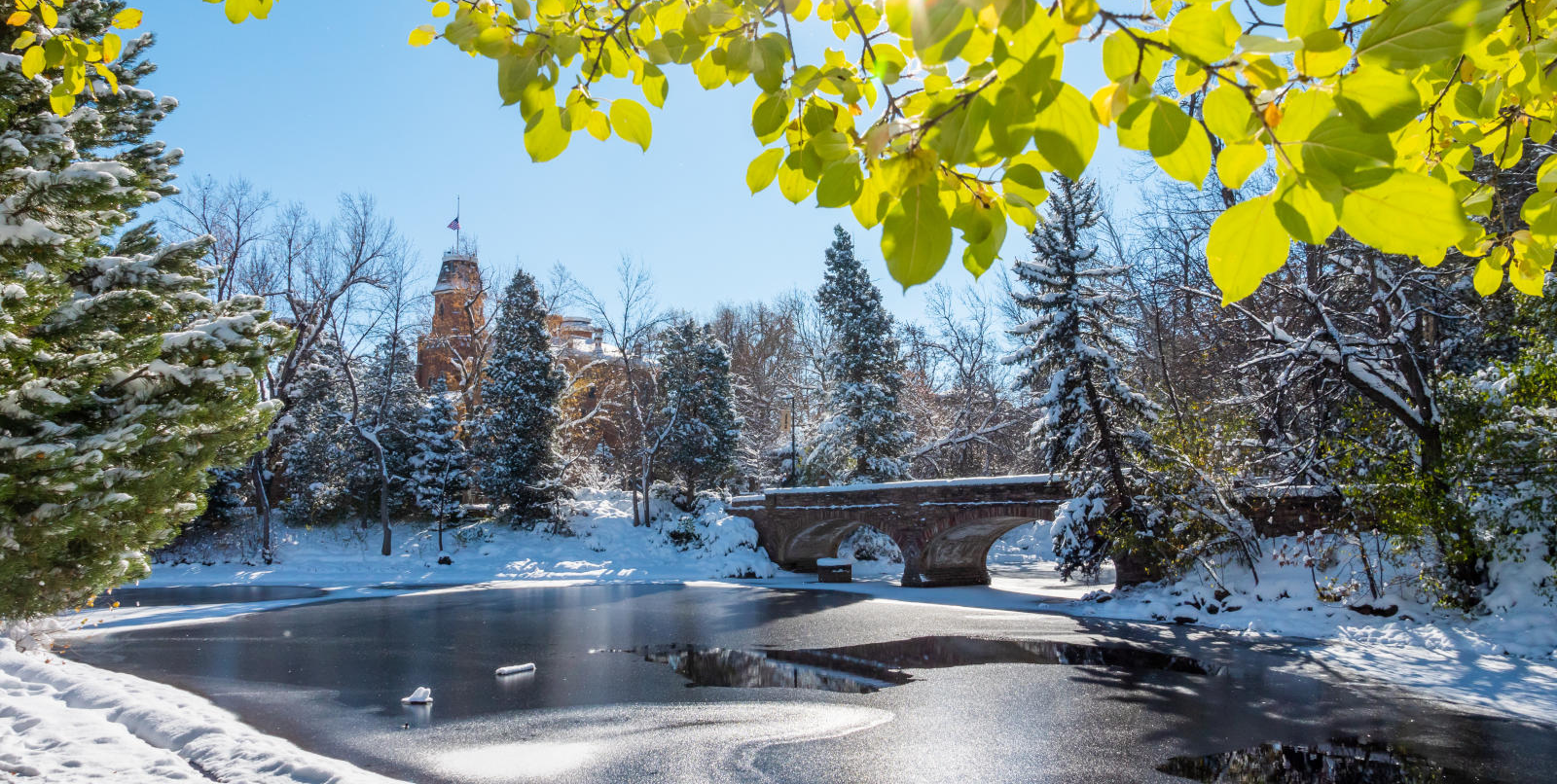 Varsity Lake on the CU Boulder campus.