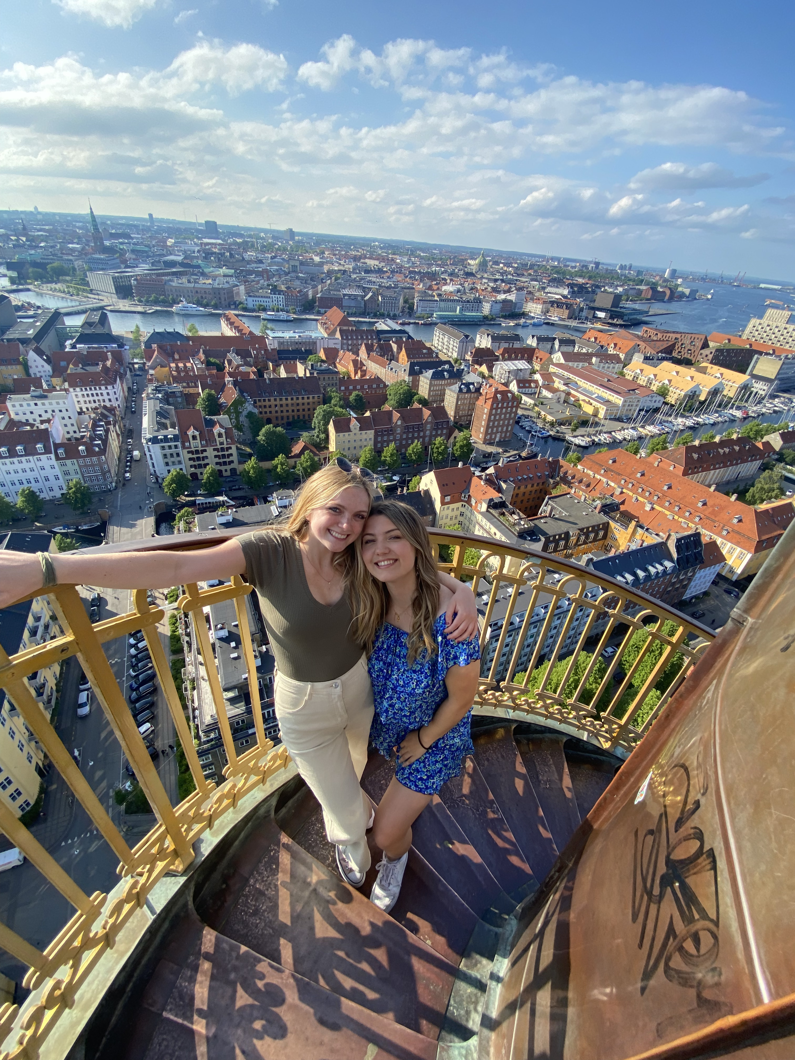 Students at the top of the Round Tower in Copenhagen, Denmark
