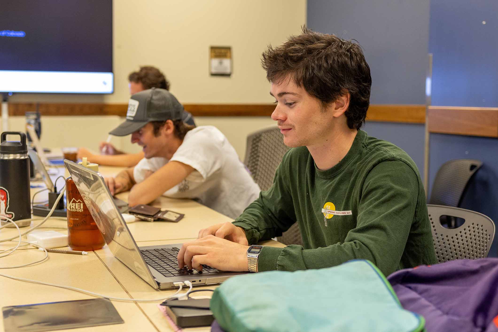 student working in a group in a Norlin Library study room