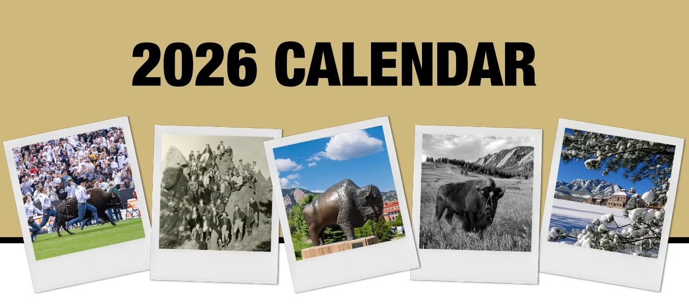 Polaroid-style photo images are seen in a collage promoting the Forever Buffs wall calendar.