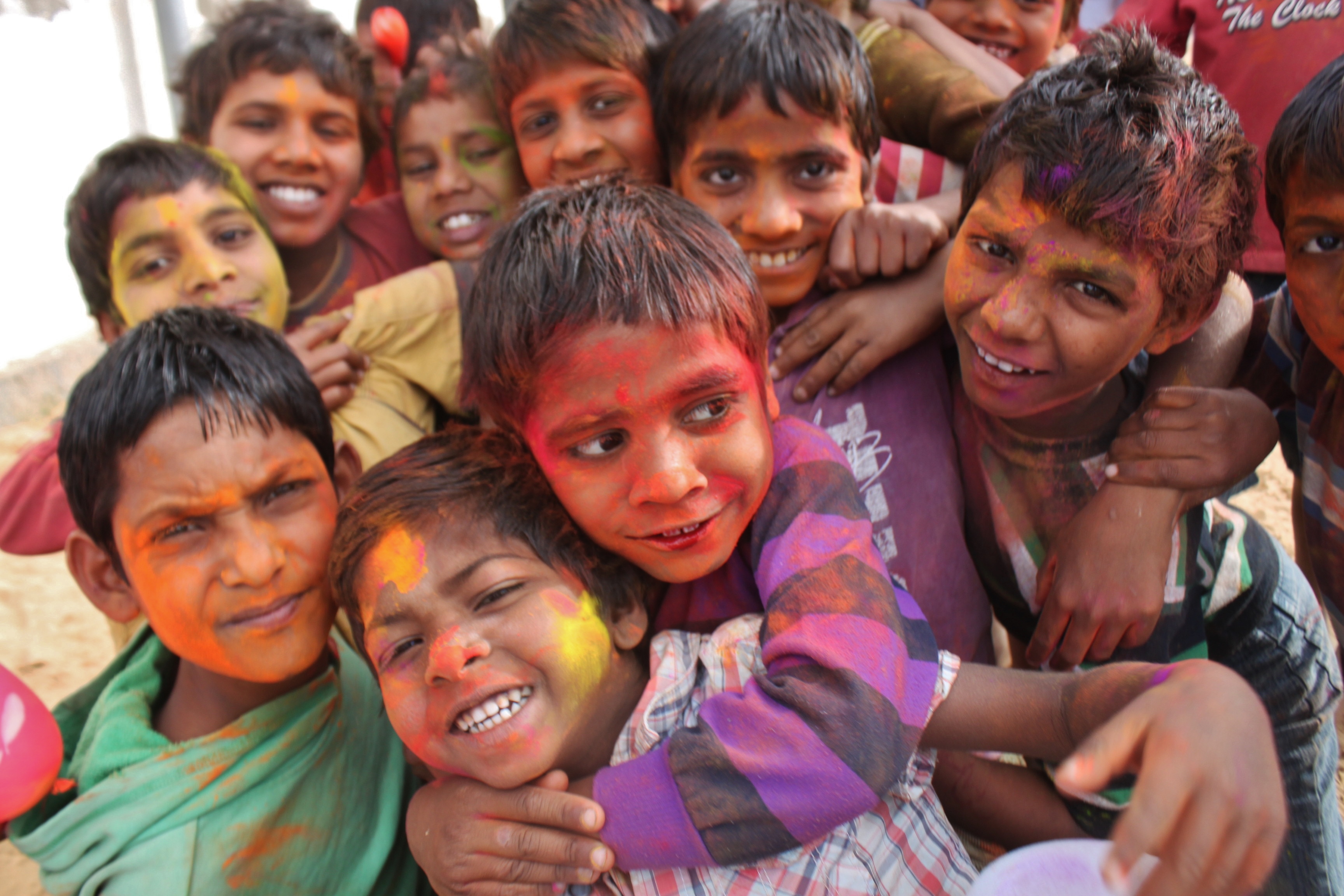 Photo of children celebrating festival of colors in Jaipur, India