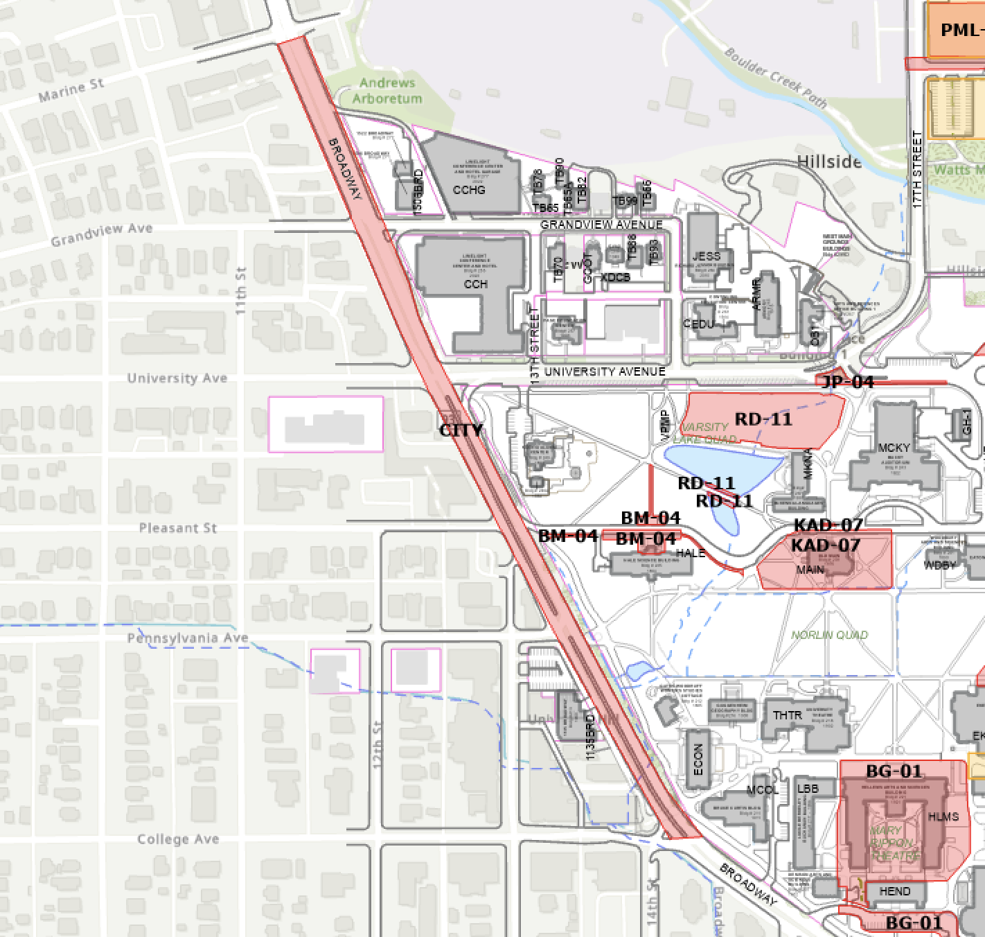 map of the affected area