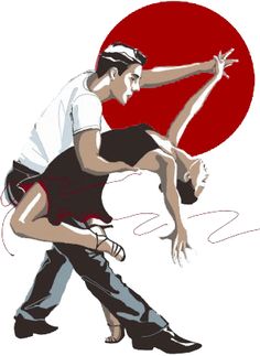 Illustration of man and woman salsa dancing